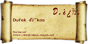 Dufek Ákos névjegykártya