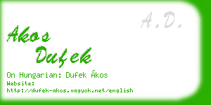 akos dufek business card