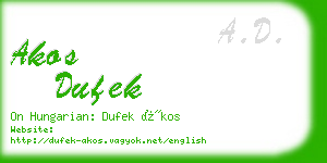 akos dufek business card